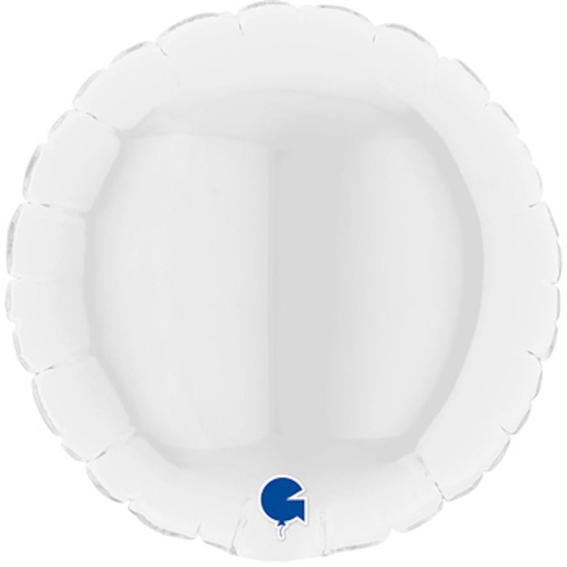 4in WHITE ROUND AIR FILL FOIL BALLOON 10S