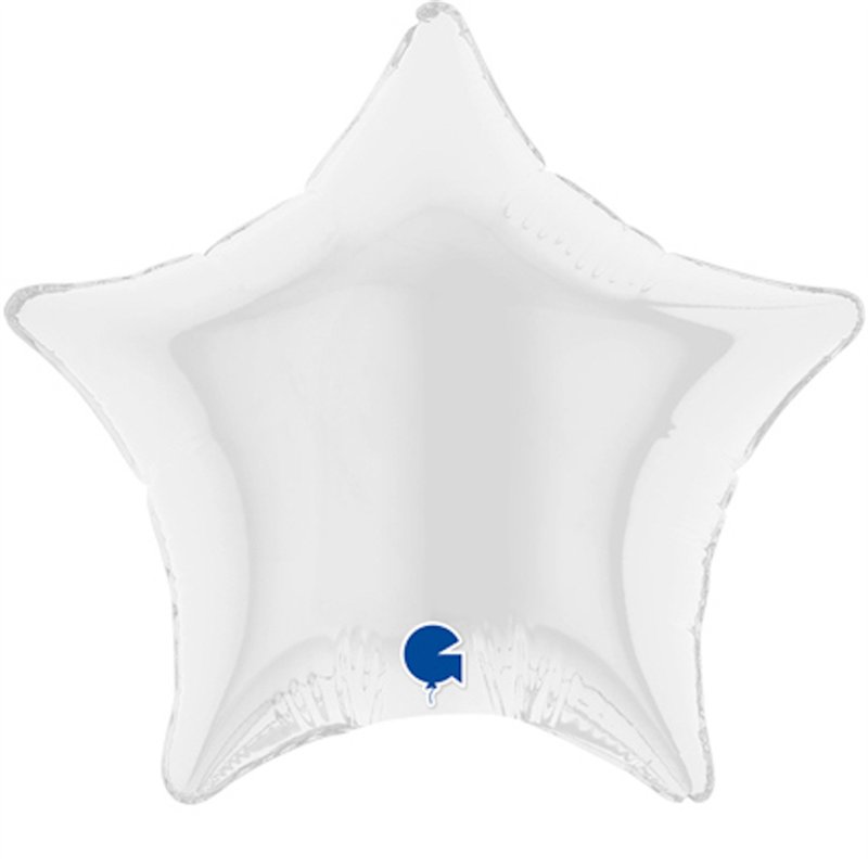 4in WHITE STAR AIR FILL FOIL BALLOON 10S