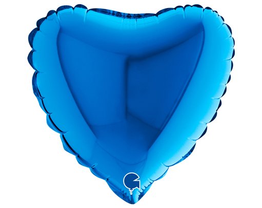 9in BLUE HEART AIR FILL FOIL BALLOON 10S