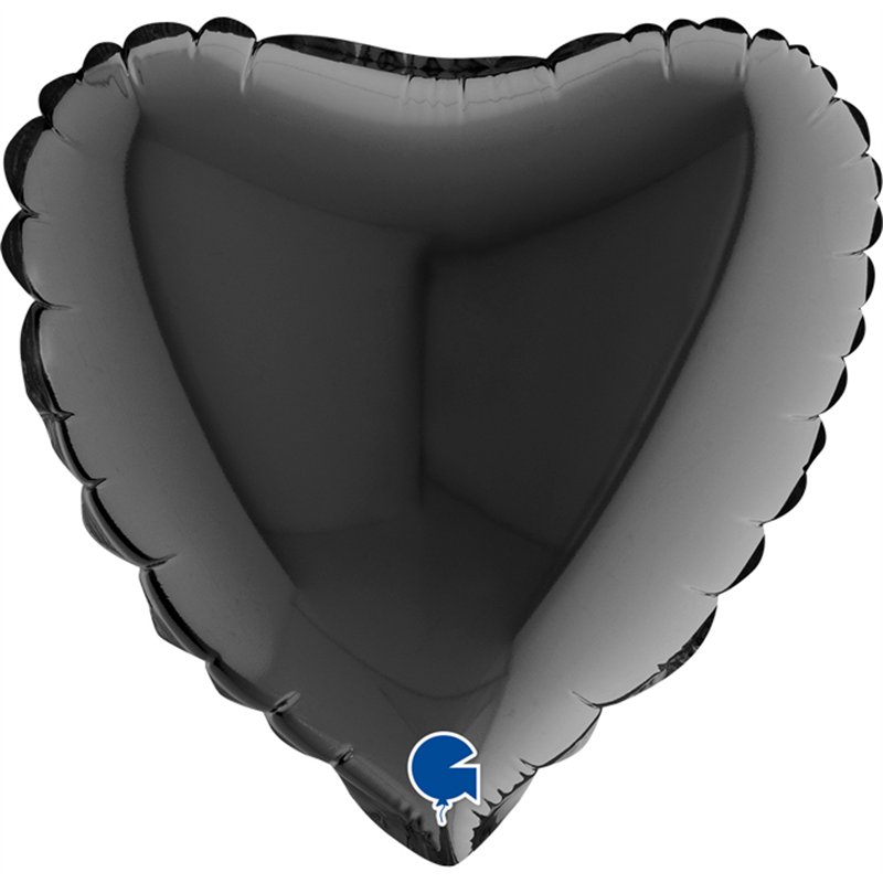 9in BLACK HEART AIR FILL FOIL BALLOON 10S