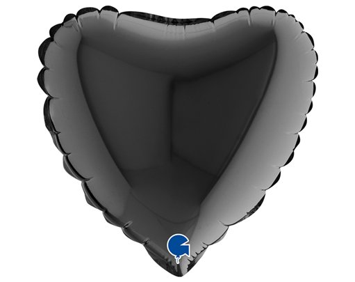 9in BLACK HEART AIR FILL FOIL BALLOON 10S