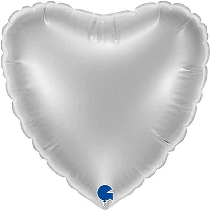 9in SILVER HEART AIR FILL FOIL BALLOON 10S
