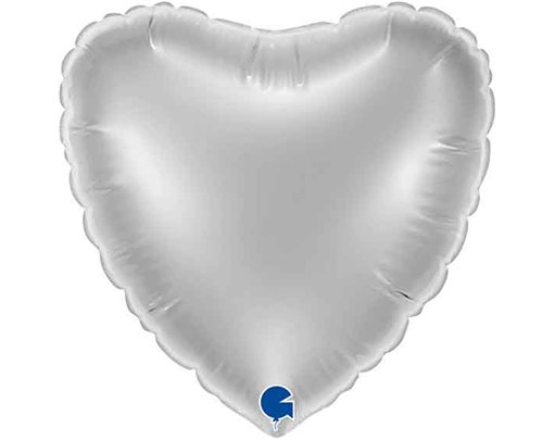 9in SILVER HEART AIR FILL FOIL BALLOON 10S