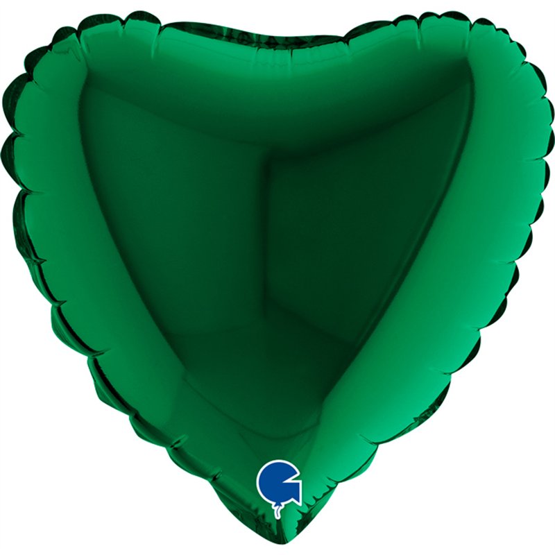 9in DARK GREEN HEART AIR FILL FOIL BALLOON 10S