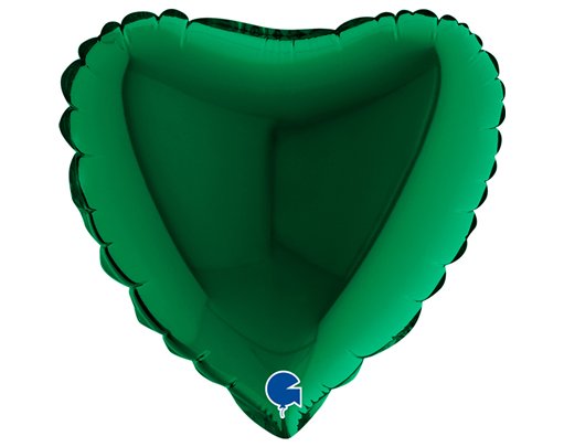 9in DARK GREEN HEART AIR FILL FOIL BALLOON 10S