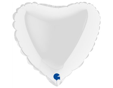 9in WHITE HEART AIR FILL FOIL BALLOON 10S