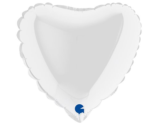 9in WHITE HEART AIR FILL FOIL BALLOON 10S