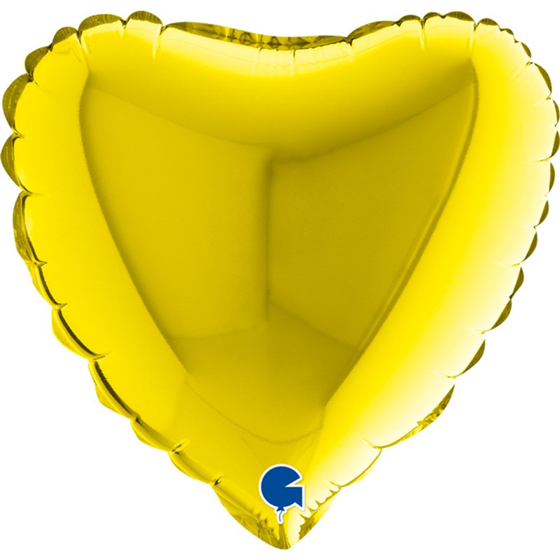 9in YELLOW HEART AIR FILL FOIL BALLOON 10S