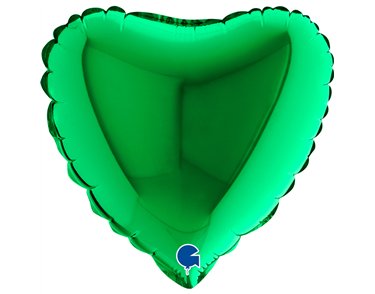 9in GREEN HEART AIR FILL FOIL BALLOON 10S