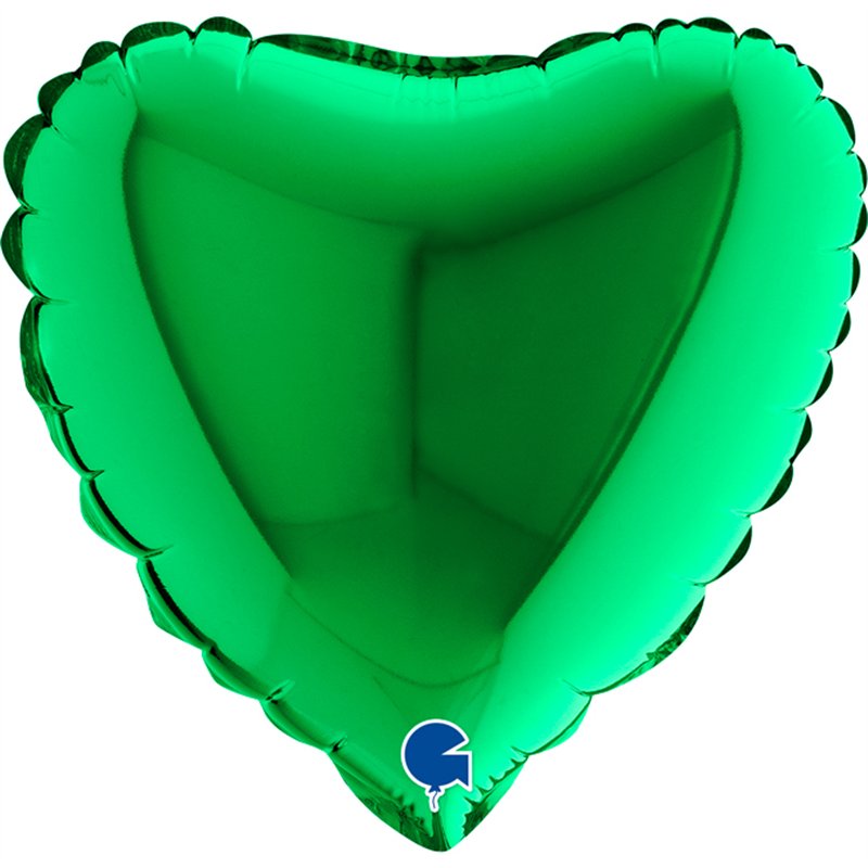 9in GREEN HEART AIR FILL FOIL BALLOON 10S