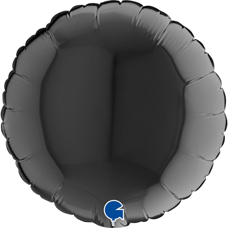 9in BLACK ROUND AIR FILL FOIL BALLOON 10S