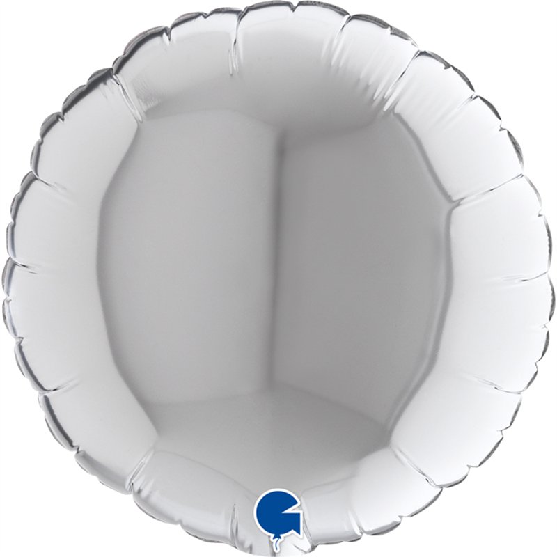 9in SILVER ROUND AIR FILL FOIL BALLOON 10S