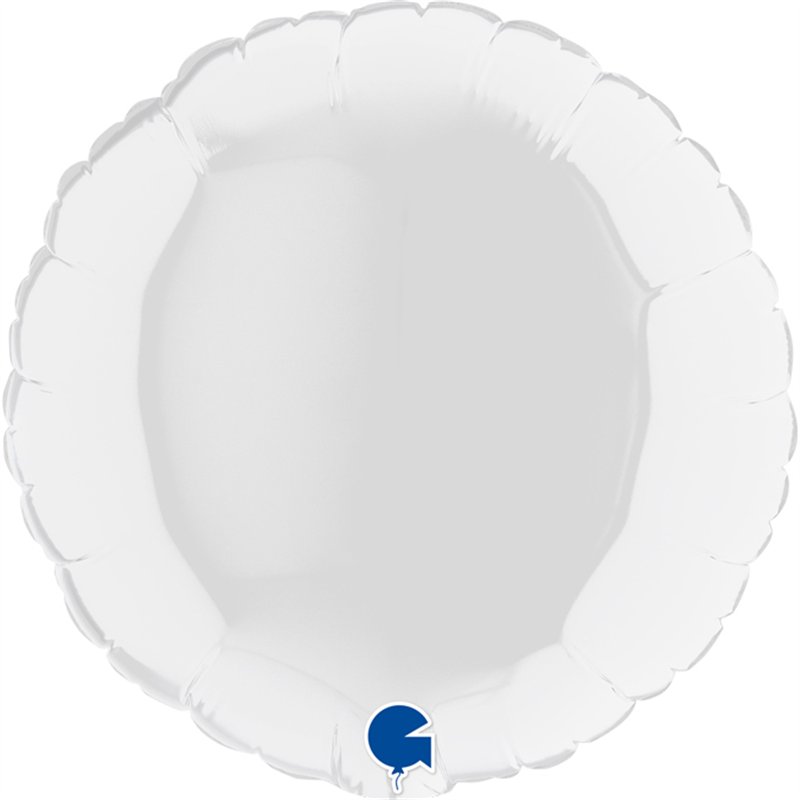 9in WHITE ROUND AIR FILL FOIL BALLOON 10S