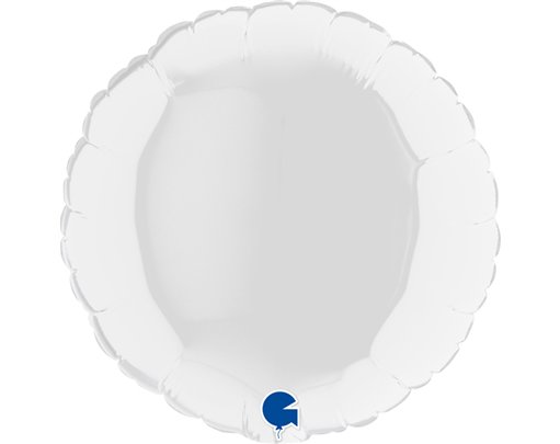9in WHITE ROUND AIR FILL FOIL BALLOON 10S