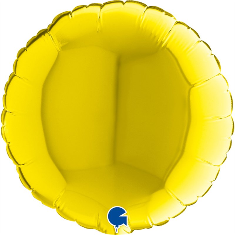 9in YELLOW ROUND AIR FILL FOIL BALLOON 10S