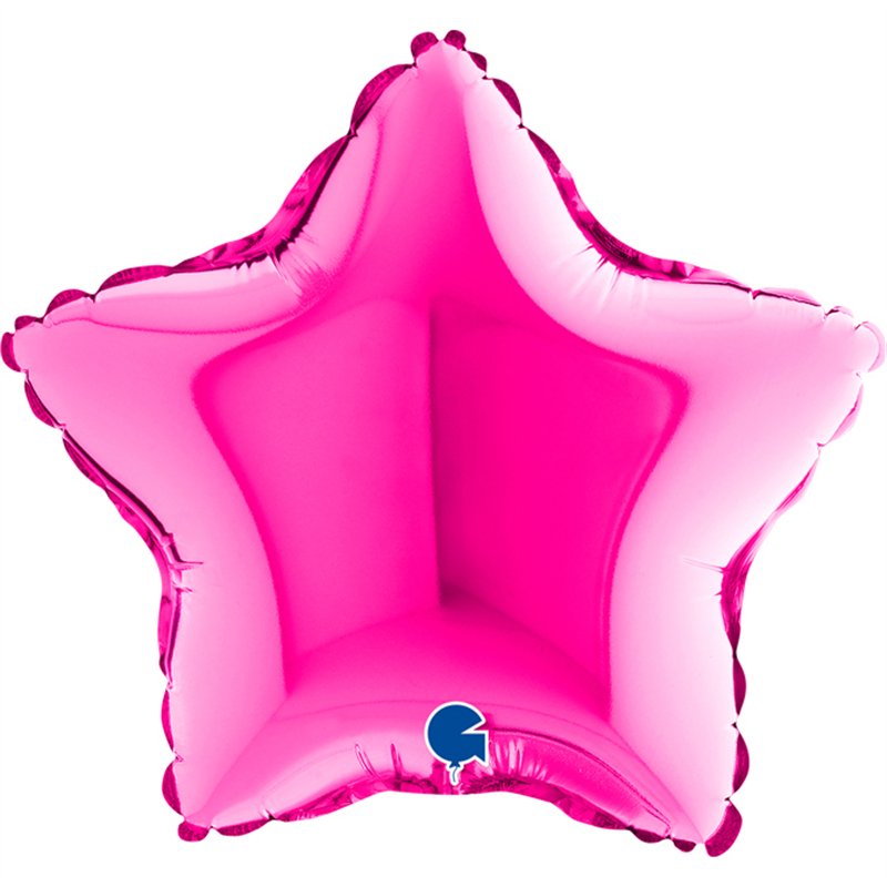 9in MAGENTA STAR AIR FILL FOIL BALLOON 10S
