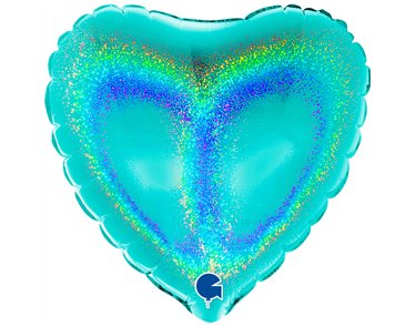 4in GLITTER TIFFANY HEART AIR FILL FOIL BALLOON 10S