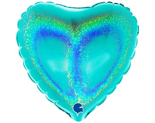 4in GLITTER TIFFANY HEART AIR FILL FOIL BALLOON 10S