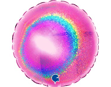 4in GLITTER FUCHSIA ROUND AIR FILL FOIL BALLOON 10S