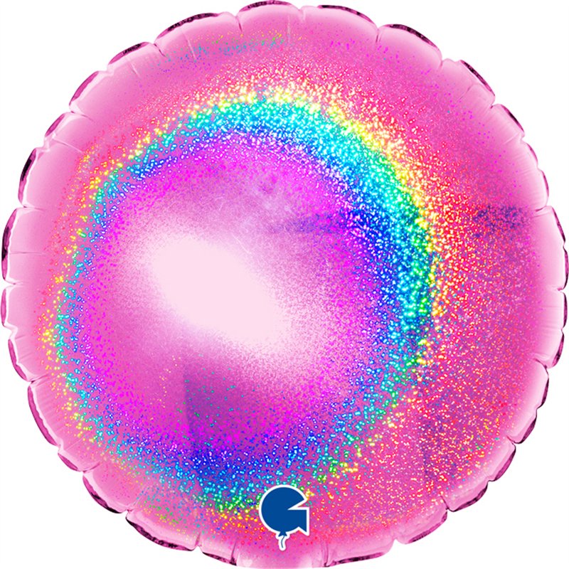 4in GLITTER FUCHSIA ROUND AIR FILL FOIL BALLOON 10S