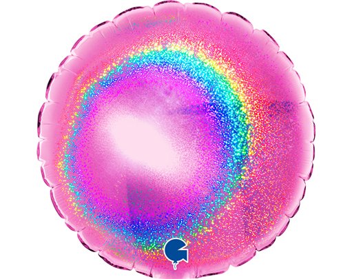 4in GLITTER FUCHSIA ROUND AIR FILL FOIL BALLOON 10S
