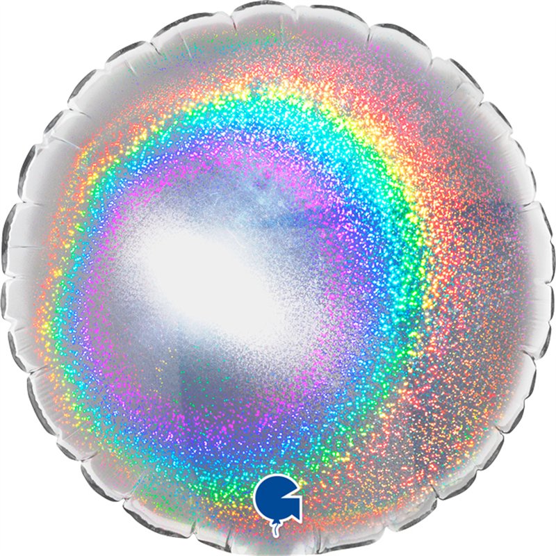 4in GLITTER SILVER ROUND AIR FILL FOIL BALLOON 10S