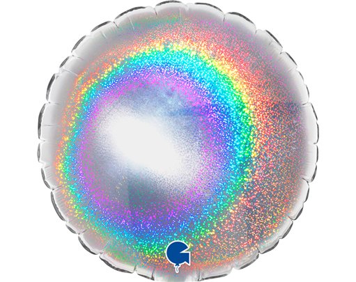 4in GLITTER SILVER ROUND AIR FILL FOIL BALLOON 10S