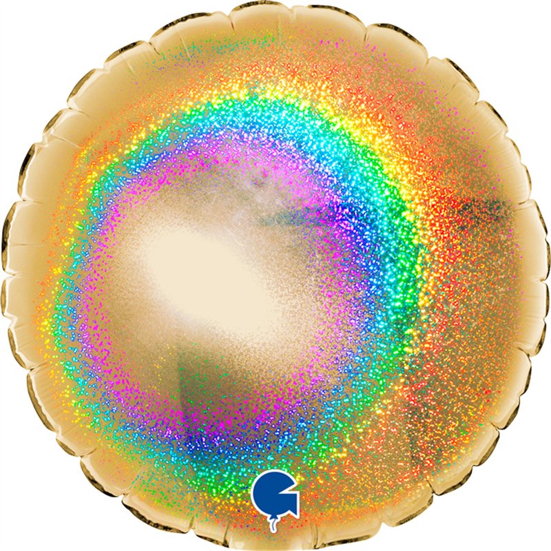 4in GLITTER GOLD 5 ROUND AIR FILL FOIL BALLOON 10S