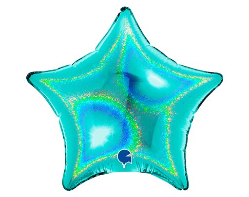4in GLITTER TIFFANY  STAR AIR FILL FOIL BALLOON 10S