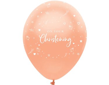 6PK 12in ROSE GOLD PRINT CHRISTENING BALLOONS