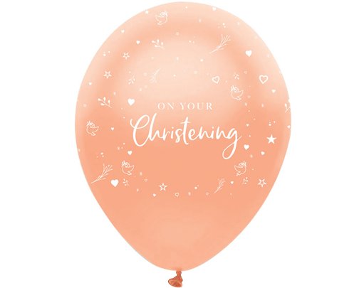 6PK 12in ROSE GOLD PRINT CHRISTENING BALLOONS