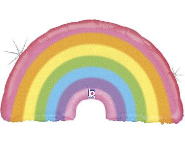 36in GLITTER PASTEL RAINBOW FOIL BALLOON