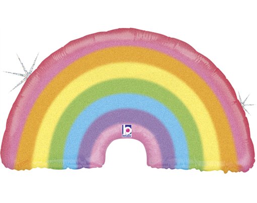36in GLITTER PASTEL RAINBOW FOIL BALLOON
