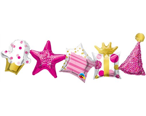 BIRTHDAY PINK AIR-FILL BALLOON GARLAND