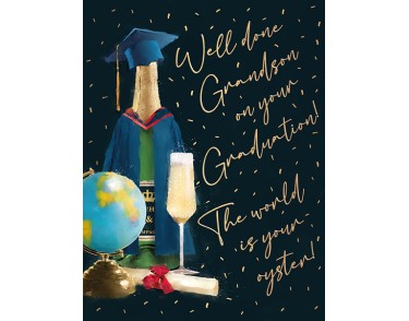 Well Done Grandson On Youre Graduation - The World Is Your Oyster!
