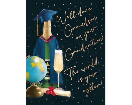 Well Done Grandson On Youre Graduation - The World Is Your Oyster!