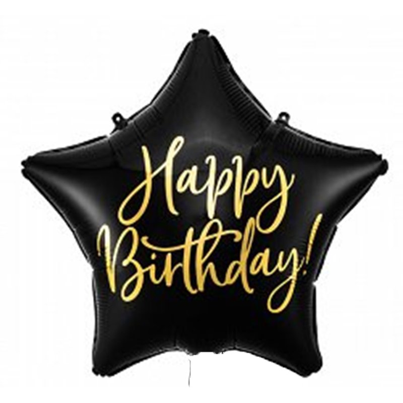 16in HAPPY BIRTHDAY BLACK GLOSSY FOIL BALLOON