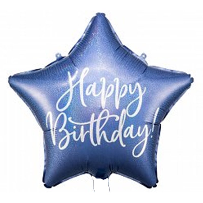 16in HAPPY BIRTHDAY NAVY GLOSSY FOIL BALLOON