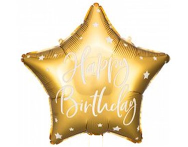 16in HAPPY BIRTHDAY GOLD GLOSSY FOIL BALLOON