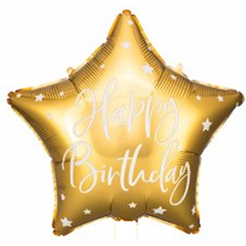 16in HAPPY BIRTHDAY GOLD GLOSSY FOIL BALLOON