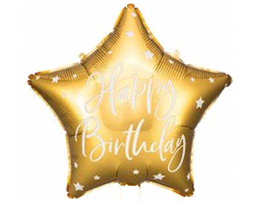 16in HAPPY BIRTHDAY GOLD GLOSSY FOIL BALLOON