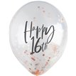5PK 12in 16TH ROSE GOLD CONFETTI BALLOONS