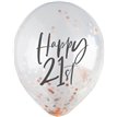 5PK 12in 21ST ROSE GOLD CONFETTI BALLOONS