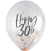 5PK 12in 30TH ROSE GOLD CONFETTI BALLOONS