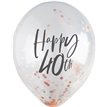 5PK 12in 40TH ROSE GOLD CONFETTI BALLOONS