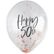 5PK 12in 50TH ROSE GOLD CONFETTI BALLOONS