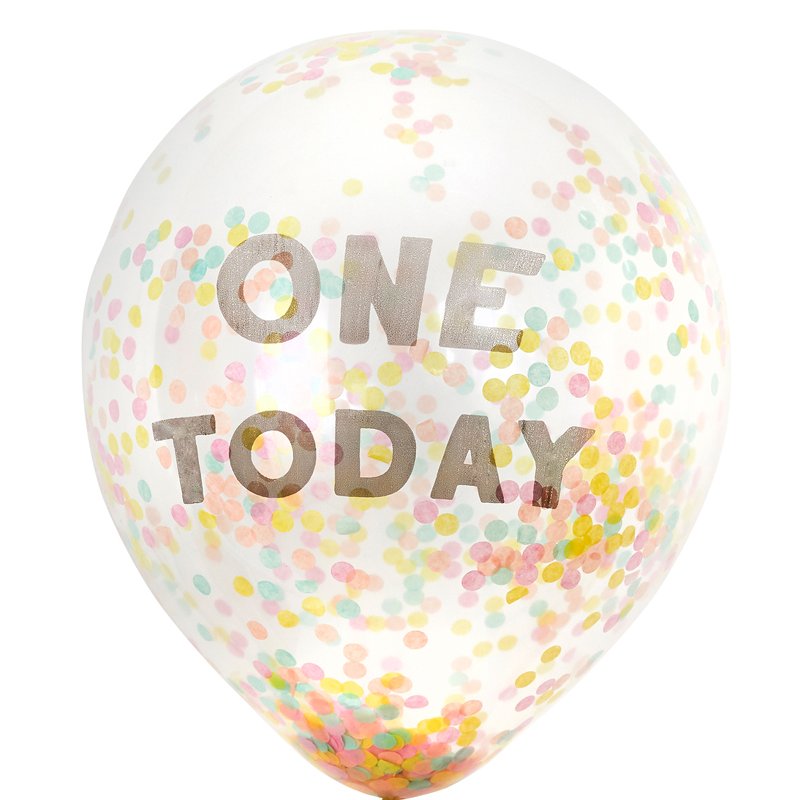 5PK 12in ONE TODAY CONFETTI BALLOONS