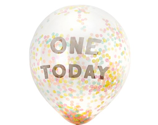 5PK 12in ONE TODAY CONFETTI BALLOONS