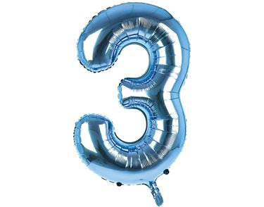 34IN LIGHT BLUE NUMBER 3 JUMBO FOIL