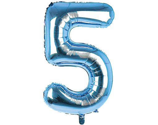34IN LIGHT BLUE NUMBER 5 JUMBO FOIL